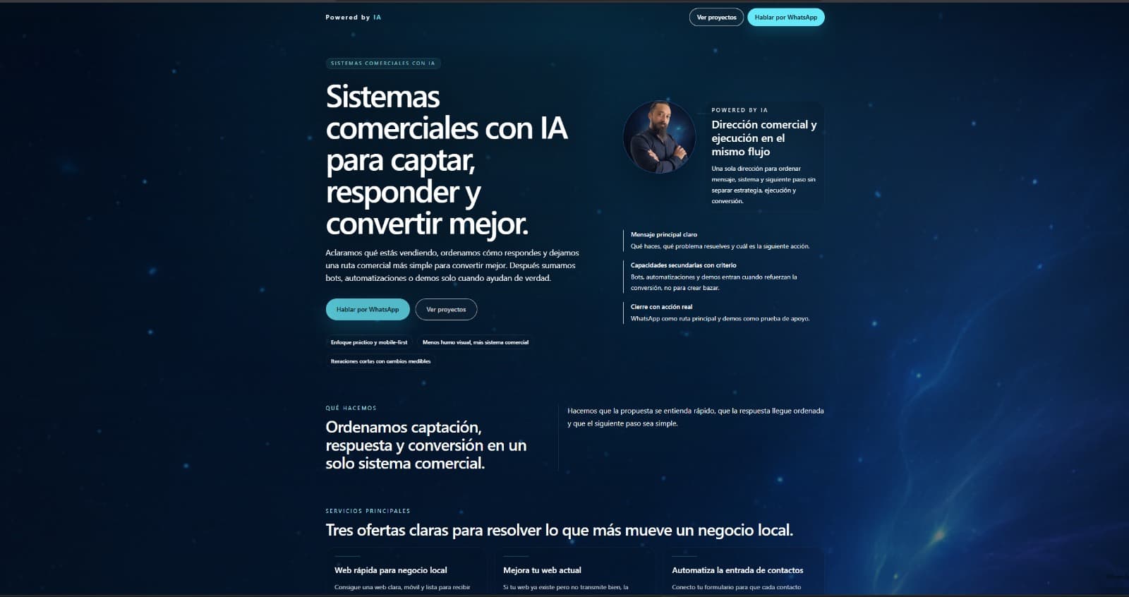 Captura real desktop de Powered by IA